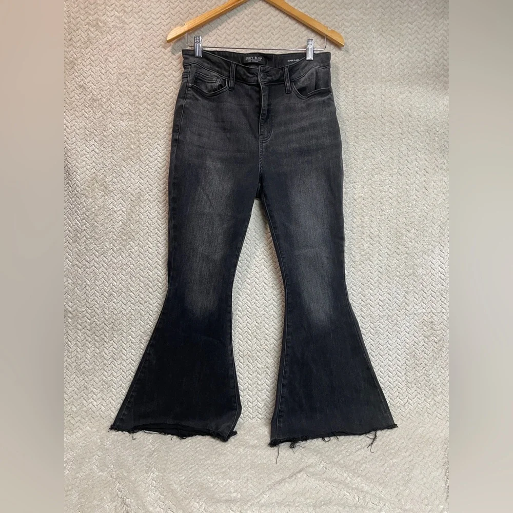 Judy Blue Black High Waisted‎ Super Flare Stretch 70s Retro Hippie Size 7/28